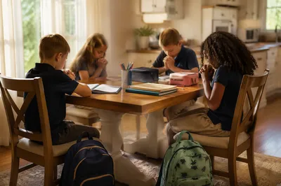 Children Praying Before School Morning