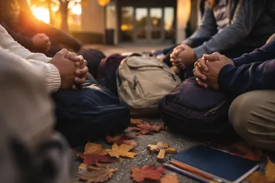 Back to School Prayer Circle with Backpacks