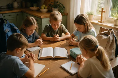 Back to School Prayer Around Breakfast Table