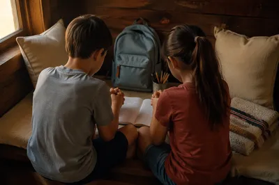 Children Praying Before First School Day