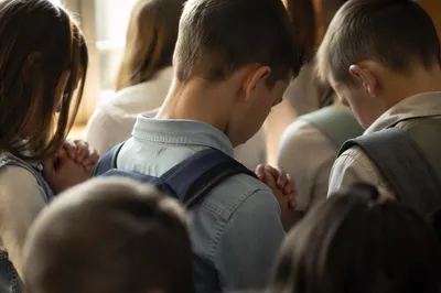 Children Gathered in Back to School Prayer