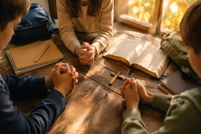 Back to School Prayer Around Kitchen Table