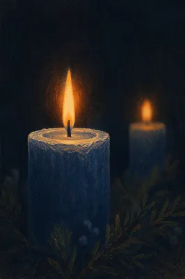 Blue Candle for Quiet Christmas Hope