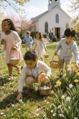Children Easter Egg Hunt in Church Yard
