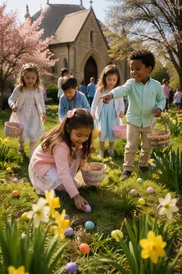 Children Easter Egg Hunt in Church Yard