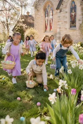 Children Easter Egg Hunt in Church Yard