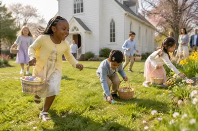 Children Easter Egg Hunt in Church Yard