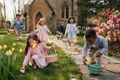 Children Easter Egg Hunt in Church Yard