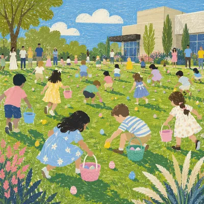 Sunny Children Easter Egg Hunt Lawn