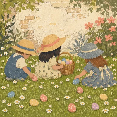 Sunny Children Easter Egg Hunt Lawn