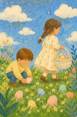 Sunny Children Easter Egg Hunt Meadow