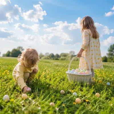 Sunny Children Easter Egg Hunt Meadow