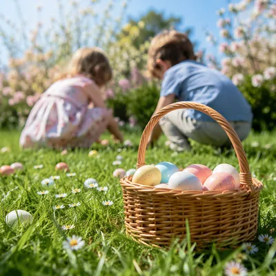 Sunny Children Easter Egg Hunt Lawn