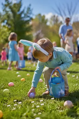 Sunny Children Easter Egg Hunt Lawn