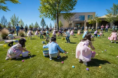 Sunny Children Easter Egg Hunt Lawn