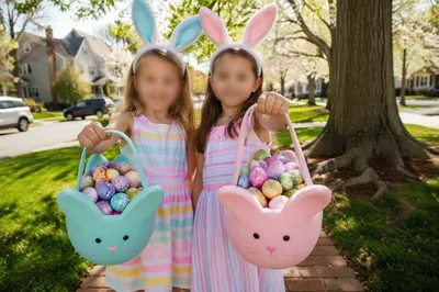 Sunny Children Easter Egg Hunt Lawn
