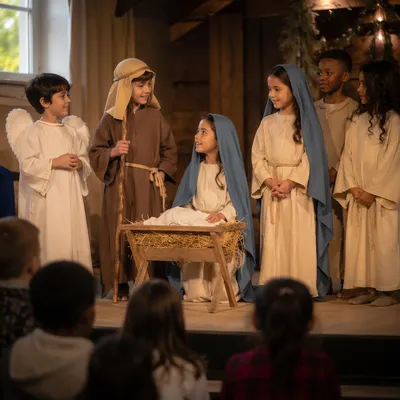 Children Nativity Play on Church Stage