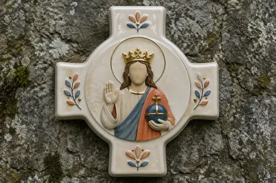 Christ the King Sunday Crowned Cross Plaque