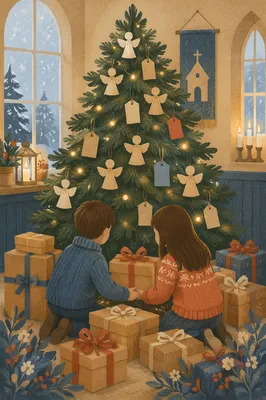 Christmas Giving Tree with Children at Church