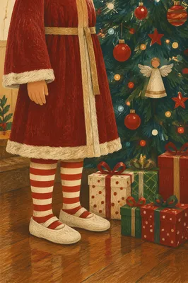 Child Angel Robe Beside Christmas Tree