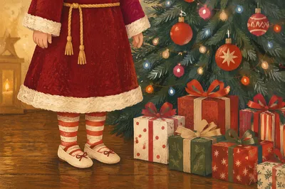 Child Angel Robe Beside Christmas Tree