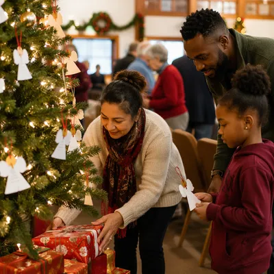 Volunteers Around Christmas Angel Tree
