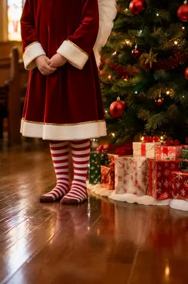 Child Angel Costume by Christmas Tree