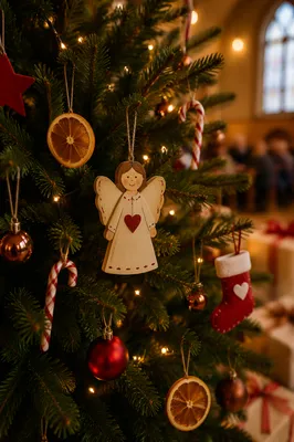 Handmade Angel Ornament on Church Christmas Tree