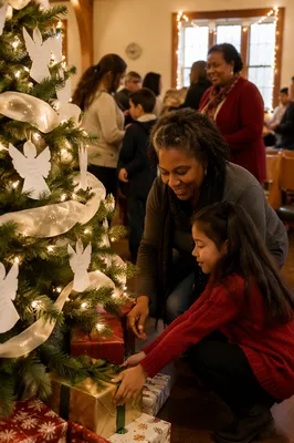 Children Around Christmas Angel Tree