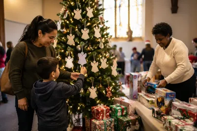 Christmas Angel Tree in Church Hall