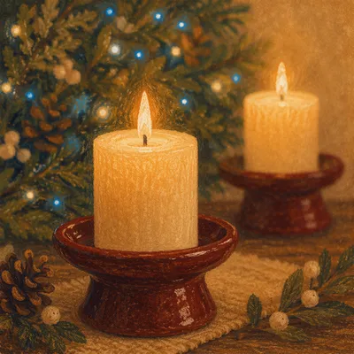 Warm Christmas Candles with Festive Bokeh