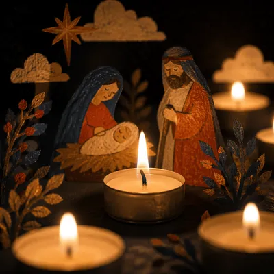 Warm Christmas Tea Light Candle Glow