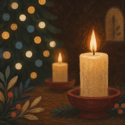 Warm Christmas Candles with Holiday Bokeh