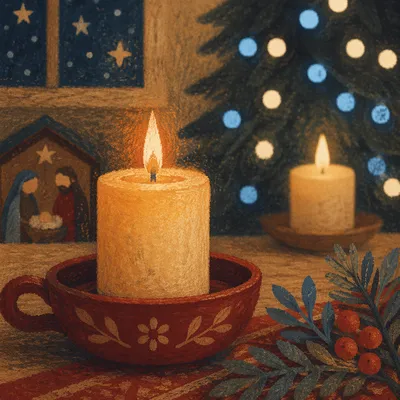 Warm Christmas Candles with Holiday Bokeh