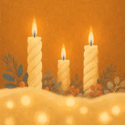 Warm Christmas Candles with Golden Bokeh