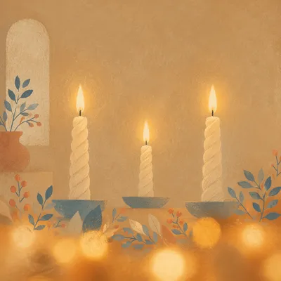 Warm Christmas Candles with Golden Bokeh