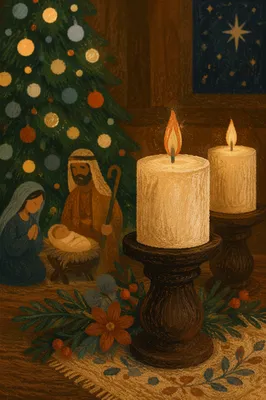 Warm Christmas Candles with Festive Bokeh