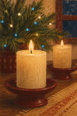 Warm Christmas Candles with Festive Bokeh