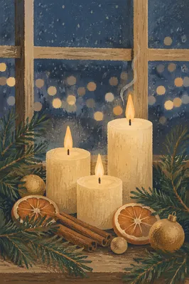 Warm Christmas Candles with Evening Bokeh