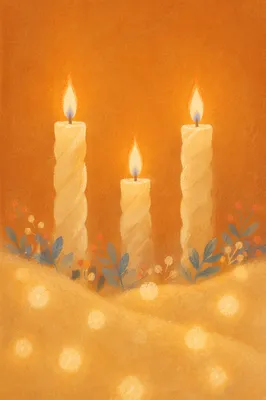 Warm Christmas Candles with Golden Bokeh
