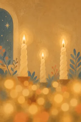 Warm Christmas Candlelight with Golden Bokeh