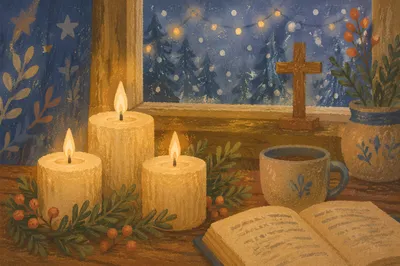 Warm Christmas Candles in Prayer Corner