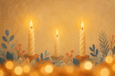 Warm Christmas Candles with Golden Bokeh