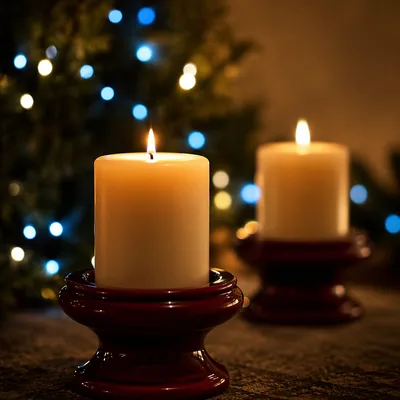 Warm Christmas Candles with Festive Bokeh