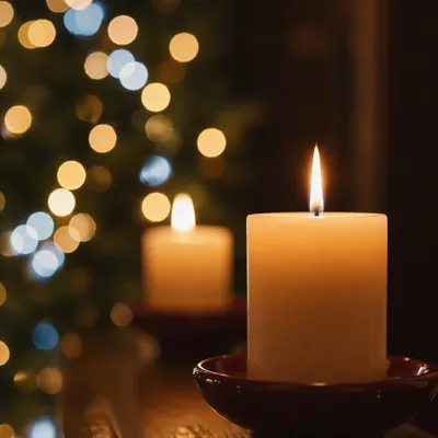Warm Christmas Candles with Holiday Bokeh