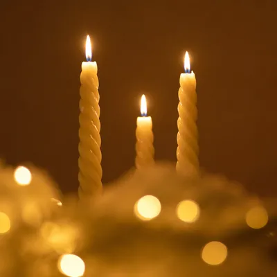 Warm Christmas Candles with Golden Bokeh