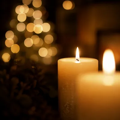 Warm Christmas Candlelight with Golden Bokeh