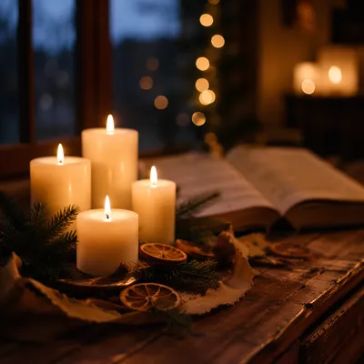 Warm Christmas Candles in Prayer Corner