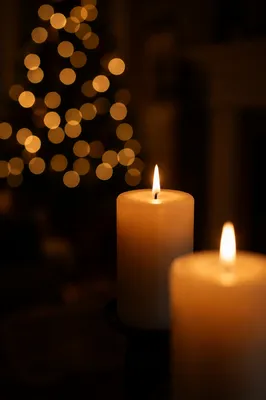Warm Christmas Candles with Golden Bokeh