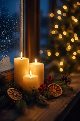 Warm Christmas Candlelight with Golden Bokeh